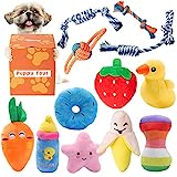 Toozey 12 Pack Puppy Teething Toys for Small Dogs - Plush Squeaky & Rope Chew Set Bundle, Safe Durable and Non-Toxic for Interactive Play and Dental Health