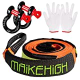 MAIKEHIGH Abschleppseil 5M x 5cm, 10 Tonnen (22,000 Lbs) Polyester Tow Rope Kit Für Off-Road Recovery Mit 2 Verstärkten Haken und 2 Handschuhen