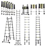 Teleskopleiter aus Aluminium, Teleskopleiter, ausziehbar, Teleskopleiter, faltbar, Loft Ladder, zertifiziert nach EN131, belastbar bis 150 kg, 3,8 m (1,9 m + 1,9 m)