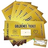 6 Set Goldenes Ticket Rubbellose Wunschgutschein mit Rubbelaufkleber zum Ausfüllen, Gutscheinkarte für Weihnachten,Geburtstag, Reise & Kino,Geschenkidee mit Umschlag für Frauen,Freundin,Mama & Kind