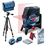 Bosch Professional Kreuzlinienlaser GCL 2-50 C (roter Laser, Innenbereich, mit App-Funktion und Halterung, Stativ BT 150, Arbeitsbereich: bis 20 m, 4x AA-Batterie, in Kartonschachtel)