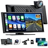 Lamto Autoradio für Apple Carplay Android Auto mit Dashcam Vorne Hinten 4K+1080P, 9,26 Zoll Tragbarer Wireless Carplay Screen Autoradioempfänger mit Bluetooth 5.0/FM/Siri/Go0gle/Mirror Link/64G TF/AUX