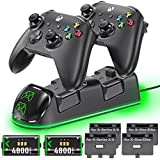 Xbox Controller Ladestation mit 2X 4800mWh (2X 2000mAh) Wiederaufladbaren Akku für Xbox One/Xbox Series X/S Elite, Xbox One Controller Ladestation mit Xbox akku für Xbox Series/One Controller