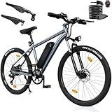 Finbike E Bike mit USB-Slot, 26" Elektrofahrrad Abnehmbarer 10400mAh Akku,7-Gang Pro,3.5H Schnellladung,5 Fahrmodi,E-Mountainbike Reichweite Max 100km,250W Electric Fahrrad Herren Damen