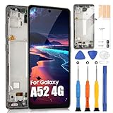 OLED LCD Bildschirm für Samsung Galaxy A52 4G A525 SM-A525F SM-A525M SM-A525F/DS SM-A525M/DS Display Digitizer Touchscreen Assembly mit Reparatur-Set (Schwarz mit Rahmen, 6,5 Zoll)