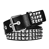 Newellsail Nietengürtel Rock Nieten Gürtel PU Leder Punk Gürtel mit Hellen Pyramiden-Nieten für Damen und Herren Gothic Kleidung Zubehör (Schwarz)