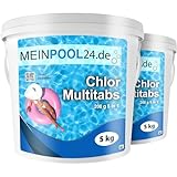 10 kg (2 x 5 kg) Chlor Multitabs 200 g 5 in 1 von Meinpool24.de - Für den Pool mit 5 Phasen Pflegewirkung für sauberes und hygienisches Poolwasser