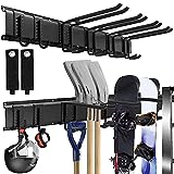 Sinoer Garage Tool Management Wall Rack, Garage Wall Management Storage Rack mit 6 verstellbaren Metallhaken, Aufhänger für Skiausrüstung, Gartengeräte, Stühle, Besen, Mopps, Rechen, Gartengeräte