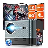 4K Projektor,5G WiFi Bluetooth Beamer Full HD 1080P,15000 Lumen, Heimkino-Videoprojektor iOS/Android/HDMI/USB/VGA/TV Stick