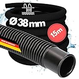 15 Meter Kalitec Poolschlauch 38mm, schwarz I Schwimmbadschlauch 38 mm I Schlauch Pool I Schlauch für Poolpumpe I flexibler Pumpenschlauch I Made in Germany I Formstabil I Trittfest