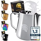 Barista Legends® Milchkännchen Edelstahl 350ml mit speziellem Latte Art Ausguss - Milchschaumkännchen Hochglanz Poliert - Barista Milchkanne Edelstahl - Barista Zubehör