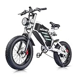 RZOGUWEX Elektrofahrrad, 20-Zoll-Offroad-EBIKE für Erwachsene mit Abnehmbarem 48V 25Ah Lithium-Ionen-Akku, 7-Gang-Schneerad mit Zwei Stoßdämpfern und Bürstenlosem Motor