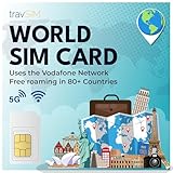 travSIM World SIM-Karte | Daten-SIM-Karte (Verwenden Sie VoIP-Apps, um Anrufe zu tätigen) | 50GB Daten | 4G/5G-Geschwindigkeit | Kostenloses Roaming in 80+Ländern | Plan auf der SIM ist für 60 Tage