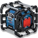 Bosch Professional 18V Funksystem Baustellenradio GPB 18V-5 SC (Empfang über DAB+, Bluetooth, FM und AUX, mit AUX-Kabel, 2 Batterien (AA), in Kartonbox)