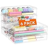 Lifewit Kunststoff Stiftebox Organizer Kinder, Große Harte Federmappe mit Snap-Dicht Deckel Stapelbar Bürobedarf Craft Aufbewahrungsbox für Art Supply Schreibwaren Kosmetika Werkzeugteile, 6 Pack