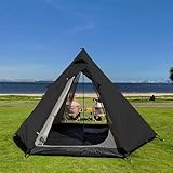 Zelt 4 Personen wasserdicht Ultraleicht Tipi Zelt Outdoor Teepee Pyramidenzelt für Gruppen Familien Outdoor Camping Feste (Schwarz)