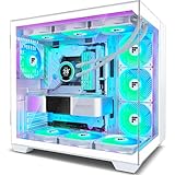 FOIFKIN PC Gehäuse - Vorinstallierter 6 PWM ARGB-Lüfter, ATX Mid-Tower Gaming PC-Gehäuse, 270° Panoramaglas mit Type-C, F600 (Weiß, F600)