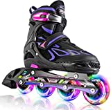 2PM SPORTS Verstellbar Inliner für Kinder, Leucht Inline Skates Rollschuhe für Damen/Herren