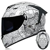 SDFGDFD Motorrad-Integralhelm Motorradhelm Integralhelm mit Sonnenblende,ECE/DOT-zugelassen Motorradhelm Integralhelm Rollerhelm Fullface Helm Sturzhelm Motorrad-Integralhelm