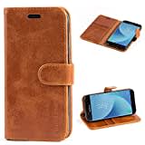 Mulbess Handyhülle für Samsung Galaxy J5 2017 Hülle Leder, Samsung Galaxy J5 2017 Handy Hüllen, Vintage Flip Handytasche Schutzhülle für Samsung Galaxy J5 2017 / J5 Duos 2017 Case, Braun