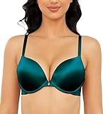 Wingslove Damen Push Up BH mit Bügel Body Make up T-Shirt BH Alltag Basic Komfort Leicht Gepolsterter BH (Pfauengrün 75C)