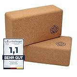 Yoga Block 2er Set VonBueren | Yoga Blöcke aus Kork | 22 x 12 x 7,5 cm je Yogablock | Yoga Klotz für Damen und Herren | Yogaklötze | Yogablöcke