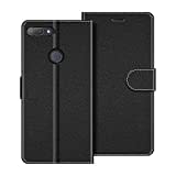 COODIO Handyhülle für HTC Desire 12+ Handy Hülle, HTC Desire 12 Plus Hülle Leder Handytasche für HTC Desire 12 Plus Klapphülle Tasche, Schwarz