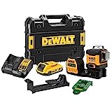 Dewalt 360° Akku-Multilinienlaser Grün DCE089D1G18 (selbstnivellierend, Genauigkeit +/- 3mm auf 10m, kompatibel mit 12V & 18V XR Akkus, inkl. TSTAK Box, Wandhalterung, Ladegerät, 18 Volt/2 Ah Akku)