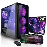 SYSTEMTREFF Basic Gaming Komplett PC Set AMD Ryzen 7 5700G 8x4.6GHz | AMD Radeon RX Vega 8 4K HDMI DX12 | 1TB M.2 NVMe | 32GB DDR4 RAM | WLAN Desktop Paket Computer für Gamer, Gaming