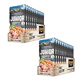 Belcando Finest Selection Junior Huhn mit Karotte | Doppelpack | 2 x 12 x 125 g | Feuchtnahrung für Hunde | Für Sensible oder wählerische Junge Hunde | Kalt gresstes Lachsöl