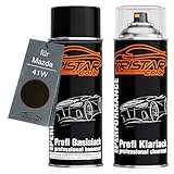 TRISTARcolor Autolack Spraydosen Set für Mazda 41W Jet Black Perl Basislack Klarlack Sprühdose 400ml