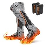 MRAWARM Beheizbare Socken, 6000mAh Wiederaufladbare Akku Elektrisch Beheizte Socken für Damen Herren, 3 Heizstufen Winter Baumwollsocken für Outdoor-Sport