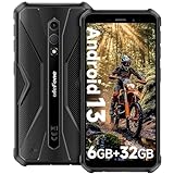 Ulefone Armor X12 Outdoor Handy, 6GB + 32GB/256GB SD Smartphone ohne vertrag Android 13 Go, 4860mAh 13MP+8MP 5,45'' HD+ 4G Dual SIM IP68 Wasserdicht Stoßfeste NFC GPS 2 Jahre Garantie -Schwarz