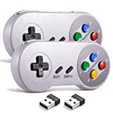 miadore Wireless USB Controller für SNES Emulator, 2 Pack 2.4G USB Gamepad Joystick SNES Game Controller für Windows PC Mac und Retropie