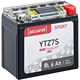 Accurat Motorradbatterie YTZ7S - 12V, 6Ah, 120A, rüttelfest, wartungsfrei, LCD Display - Starterbatterie, Gel Batterie in Erstausrüsterqualität für Rasentraktor, Roller, Motorrad, Quad