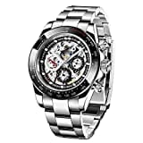 BERSIGAR Mechanische Herrenuhren Automatik Uhr Beobachtet Armbanduhr Analoge 100M Wasserdicht der Männer Taucher Saphirglas Edelstahlband Kalender Metall-Armband Elegantes Geschenk Uhren für Herren