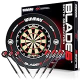 WINMAU Blade 6 Professionelle Bristle Klassische Dartscheibe with Surround und Darts Set (2 Sätze Darts)