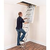 Alufix 10-tread Ziehharmonika Loft Leitern – Ideal für Tiny Dachboden Räume | einfach DIY Passform | Aluminium | Boden zu Decke 2,46 m-2.73 m (8.1ft-9.0ft)