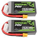 OVONIC 3s Lipo Akku 80C 650mAh 11.1V mit XT30 für RC Flugzeug Quadcopter Hubschrauber FPV Racing Drone(2PCS)