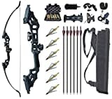 Monleap Archery 51" Takedown Recurve Bogen und Pfeile Set für Erwachsene Rechtshänder Langbogen Kit Metall Riser für Anfänger Schießübungen (schwarz 50lb)