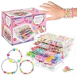 Joya Creative Mega Schmuckset für Mädchen - 3000+ Perlen und Loom Bänder - Mit Buchstabenperlen, Pastellfarben, Smileys & Perlen - Inklusive Loom Armbänder & Aufbewahrungsbox mit 5 Schubladen