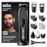 Braun All-In-One Bartpflege Bodygroomer Set, 17-in-1 Barttrimmer / Bartschneider, Trimmer/Haarschneider Herren, Haarschneidemaschine, 100 Min. kabellose Laufzeit, MGK7491