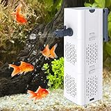 HENGBIRD Leise Aquarium Innenfilter 4in1 Aquarienfilter, Filter Aquarium Aquarium Pumpe mit Filter Aquarienfilter für Aquarien Filter Wasserpumpe Sauerstoff Belüftung Wave Maker für 20L-60L Aquarium