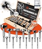 WERKHELD® Forstnerbohrer Set [präzise & extra gehärtet] - 13 unterschiedliche Lochbohrer von 10 bis 60 mm für alle Holz-Arten [inkl. Box zur Aufbewahrung]