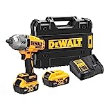 Dewalt XR Akku-Schlagschrauber DCF900P2T (18V, ½ Zoll Außenvierkant-Aufnahme mit Spreng- bzw. HOG-Ring, 1.396 Nm Anzugsmoment & 1.898 Nm Lösemoment, inkl. 2x 5.0Ah Akkus, Ladegerät & T-STAK Box)