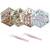 Generisch 4 Sets DIY 3D House Stickers, DIY Stickers Scene Make Your Own Stickers, Isometric Sticker Book, Fun Cute Korean Cartoon Scene Stickers,DIY 3D Sticker Scene Stickers.