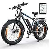 Vipdrive E Bike Herren Elektrofahrräder Ebike 48V 13Ah 624Wh Abnehmbarer Akku, 24 Zoll Fat Tire 250W Motor 5 PAS-Modus Damen E-Bike 7-Gang mit LCD-Display (Blau【13AH 624Wh 62Nm】)