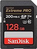 SanDisk Extreme PRO SDXC UHS-I Speicherkarte 128 GB (V30, Übertragungsgeschwindigkeit 200 MB/s, U3, 4K UHD Videos, SanDisk QuickFlow-Technologie, temperaturbeständig)