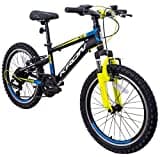 KRON XC 75 Kinder Mountain Bike 20 Zoll ab 6 Jahre | Aluminium MTB Fahrrad 7 Gang, V-Bremse, 11 Zoll Rahmen, Schwarz Neongelb