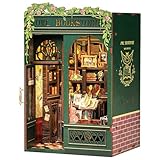 CUTEBEE Book Nook Kit - DIY Miniature House,Puppenhaus Miniatur Haus Selber Baue Bausatz mit Staubschutzhülle und LED-Licht,Booknook Library Modellbausätze für Erwachsene zu Bauen(Owl Bookstore)